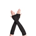 thumbnail image 1 of Matsuzay 1 par de guantes sin dedos para niña, artesanía de punto cómoda y delicada, cubiertas de brazo para niñas de otoño e invierno, Suministros térmicos Café negro, 1 of 6