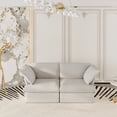 thumbnail image 3 of The Magic Home 82" Loveseat Sofa, Modern Hemp Velvet Sectional Sofa Cloud Couch for Living Room, Apartment, Office, 2-Seat, Beige Sofa, 3 of 13