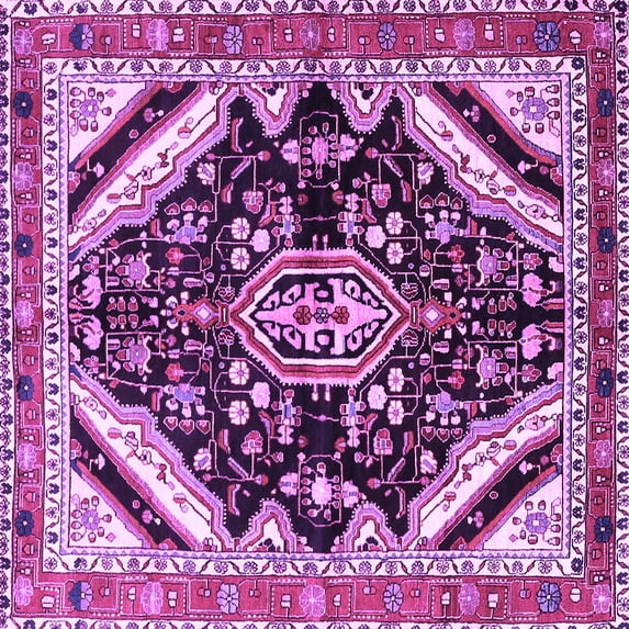 Ahgly Company Indoor Square Persian Purple Traditional Area Rugs, 7' Square