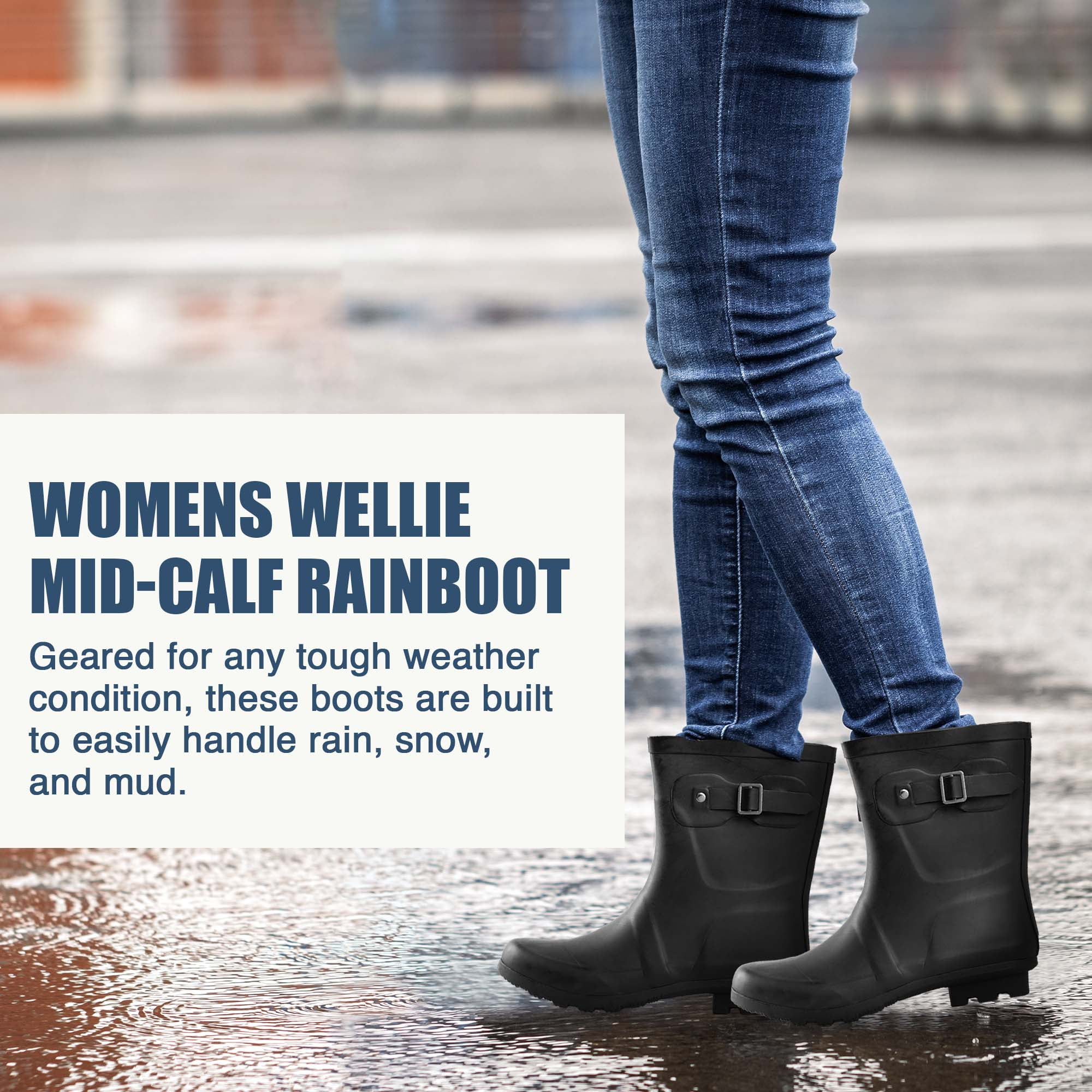 Women's refined slim fashion fit short rain boots