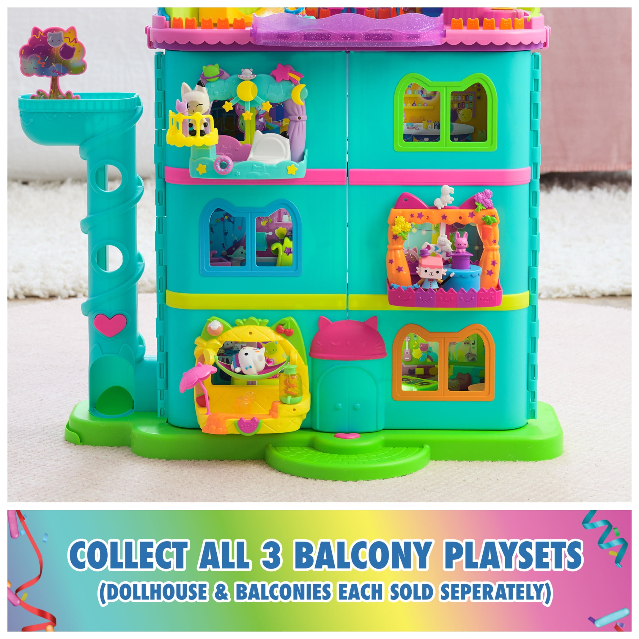 Gabby’s Dollhouse, Cakey’s Fruit Smoothie Balcony Playset with Toy Figure & Accessories