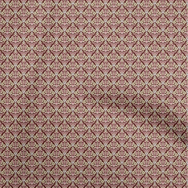 oneOone Cotton Poplin Maroon Fabric Damask Sewing Craft Projects Fabric Prints By Yard 42 Inch Wide