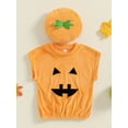 thumbnail image 2 of FEORJGP Toddler Boys Girls Halloween Cosplay Costume 0 3M 6M 12M 18M 24M Infant Baby Sleeveless Vests Pumpkin Crew Neck Tank Tops with Hat Kids Littlese Comfy Fun Role Play Outfits for Party, 2 of 7
