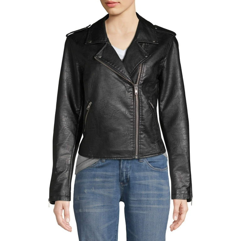 No Boundaries Juniors Faux Leather Moto Jacket 