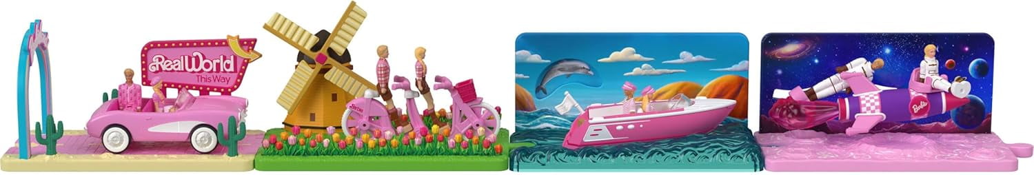 Barbie Mini Barbie Land Barbie The Movie Vehicle Collection, Includes 2 1.5-inch Dolls & Vehicles Inspired by the Film SET OF 4