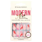 Salon Perfect Artificial Nails, 139 Modern Art Pink Swirl, File & Glue Included, 30 Nails
