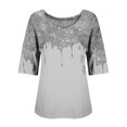 thumbnail image 6 of Endives Women's Shirts Elegant Retro Art Print V Neck Loose Mid Length Sleeve Womens Top Blouse, 6 of 6