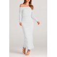 thumbnail image 4 of Vestido PRETTYGARDEN Mujer Maxi Bodycon XL Blanco con Hombros Descubiertos, 4 of 8