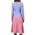 thumbnail image 5 of BOMYJESK Womens Summer Dresses Ruffle Hem Swing Fall Midi Dress Flowy Ruched Floral Trendy Office Dress Purple Pink L, 5 of 5