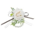 thumbnail image 4 of CTIRCHIU White Silk Flower Wristband, Bridal Pearls for Wedding Party, 4 of 8