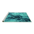 thumbnail image 2 of Ahgly Company Machine Washable Indoor Square Oriental Turquoise Blue Industrial Area Rugs, 5' Square, 2 of 4