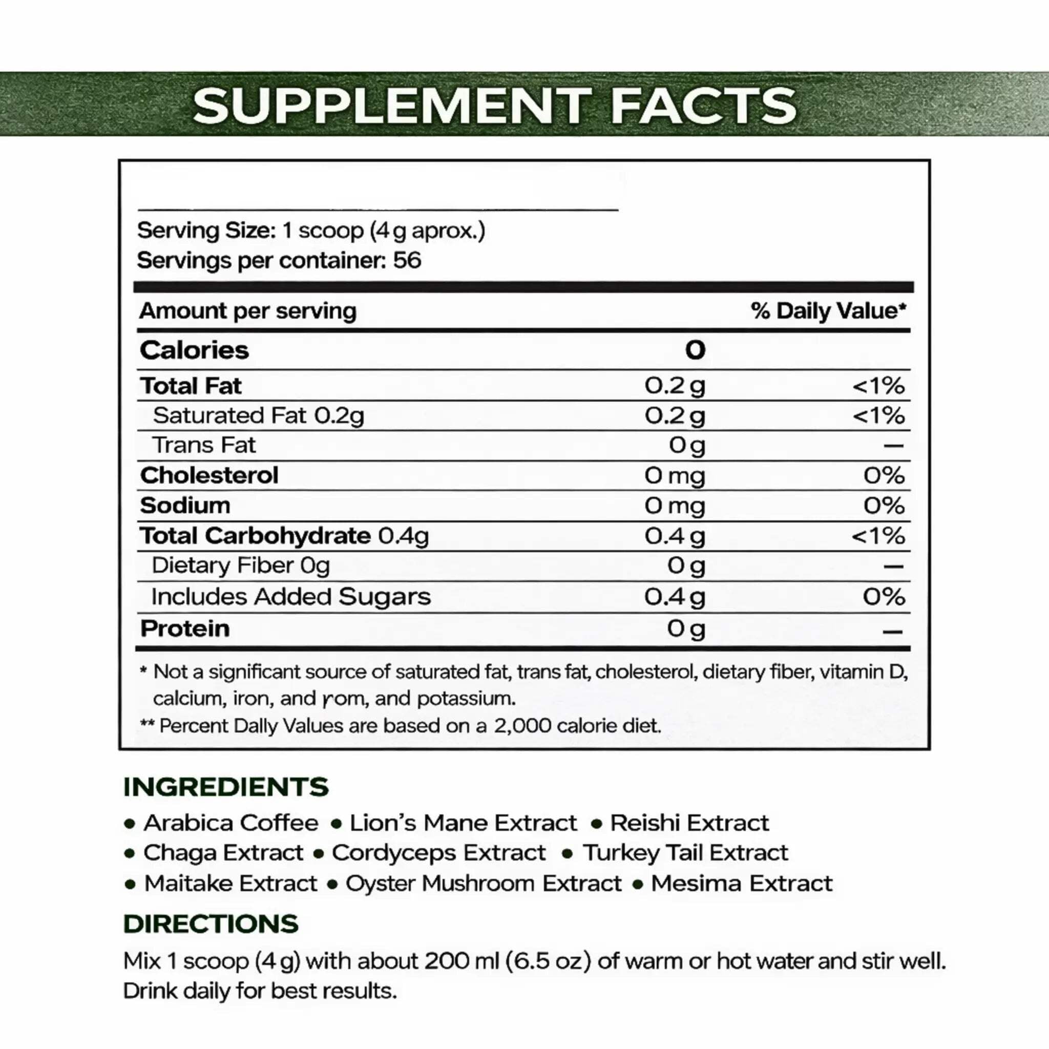 Manteniendo Tu Salud Instant Coffee with 11 Mushrooms Gluten-Free Naturally Caffeinated 8 Oz