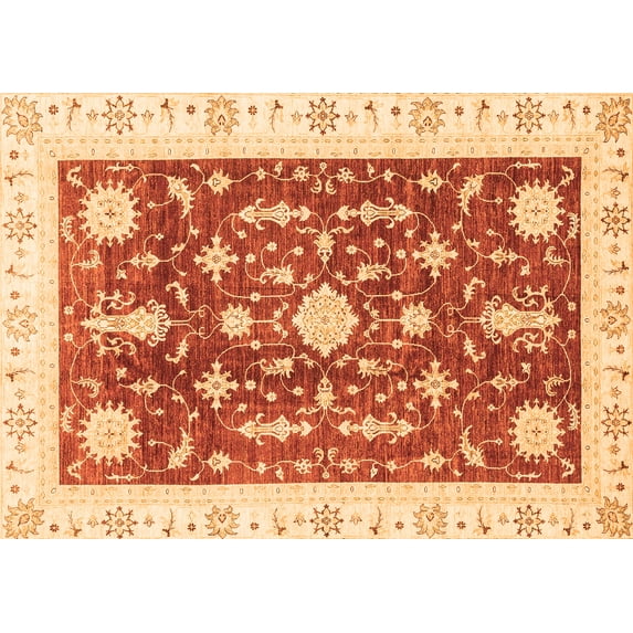 Ahgly Company Indoor Rectangle Abstract Orange Modern Area Rugs, 2' x 5'
