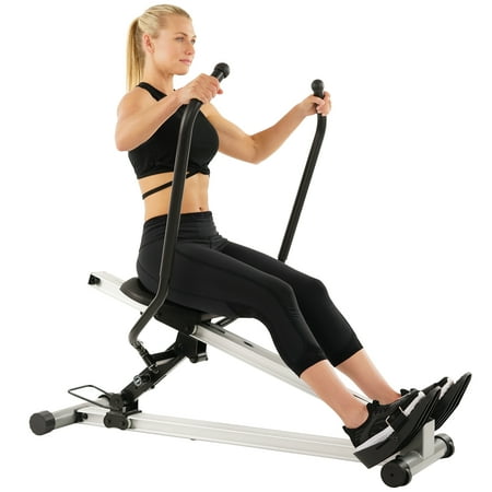 Sunny Health & Fitness Incline Full Motion Rowing Machine Rower w/ 350 lb Weight Capacity and LCD Monitor