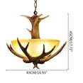 thumbnail image 3 of ANQIDI 16.9" Vintage Resin Antler LED Chandelier E26 Frosted Glass Bowl-Shape Shade Pendant Light 40W, 3 of 11