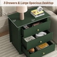 thumbnail image 3 of Modern Nightstand with Charging Station & 3 Drawers, 24 Inch Wide Bedside Table Set of 2 for Bedroom and Living Room, Large Storage End Table with Fluted Design, Green, 3 of 13