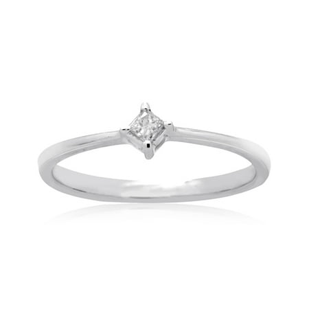 14K White Gold 0.07 CTTW Diamond Solitaire Ring
