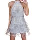 thumbnail image 1 of Falda Corta Sin Espalda Mini vestido halter Slim Fit Color sólido para fiesta de baile de cóctel (Silver M) Cgtredaw Para estrenar, 1 of 1