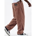 thumbnail image 2 of GrmtClth Mens Corduroy Pants Retro Straight Trousers Classic Wide Leg Trendy Stripe Outfit Coffee M, 2 of 4