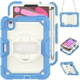thumbnail image 1 of Case for iPad Mini 7 A17 Pro 2024/Mini 6 2021 8.3 Inch 7th/6th Gen with Screen Protector, 360 Degree Rotating Kickstand Hand Strap Shockproof Cover with Shoulder Strap, Cream Navy, 1 of 7