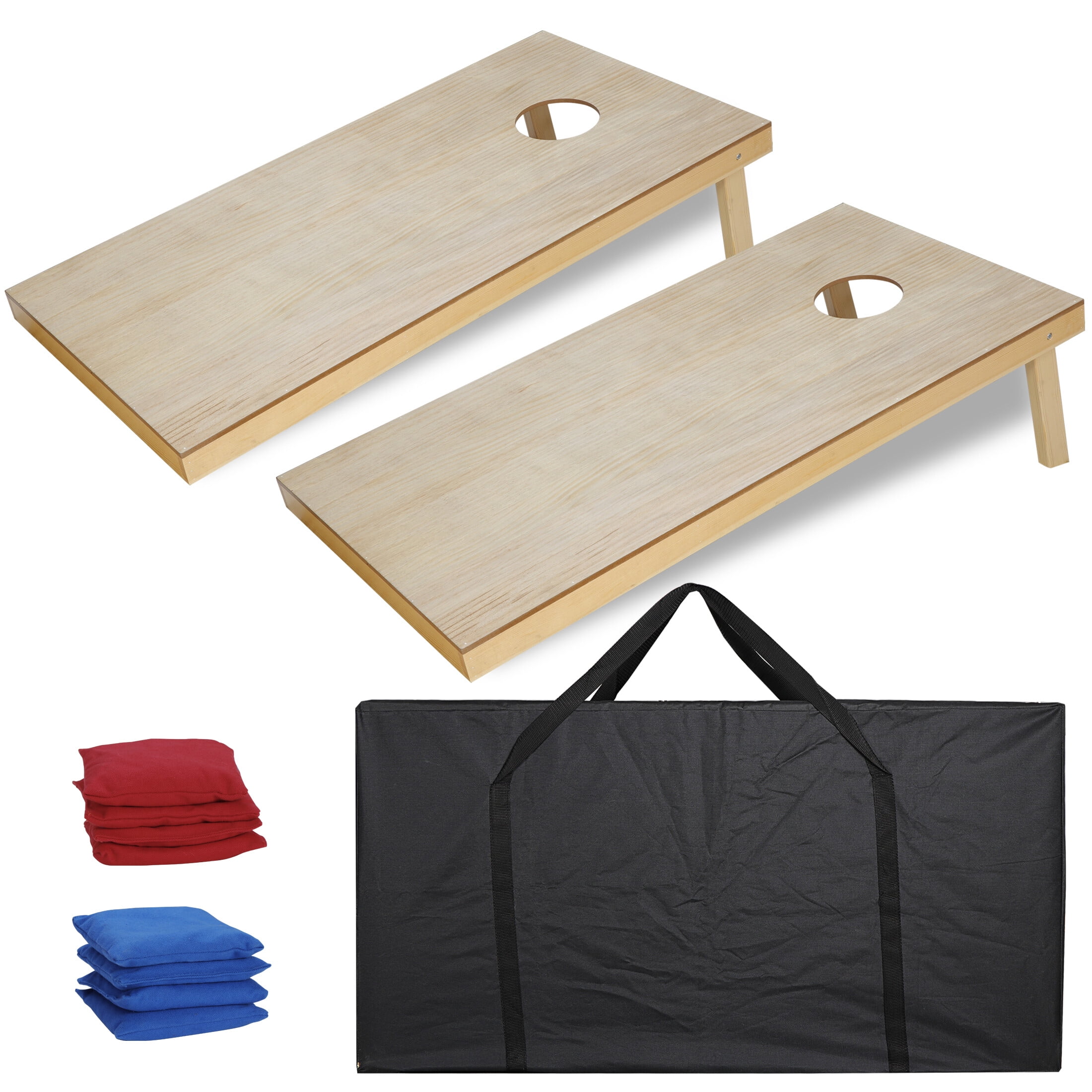 ZenSports 4' x 2' Portable Wood Cornhole Game Board Set W/8 Bean Bags & Carry Case