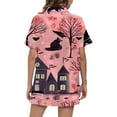 thumbnail image 4 of CONFREE Halloween Pajamas for Women Set Short Sleeve Satin Sleepwear Tops Shorts Hallowmas Pumpkin Ghost Pjs for Women Cozy Nightwear, 4 of 5
