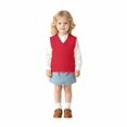 thumbnail image 3 of AUDeals Kids Cable Knit Sweater Vest, Crochet V Neck Sleeveless Pullover, Cotton School Uniform Waistcoat, Loose Fit Lightweight Sweater (Wine, 1-2 Years), 3 of 6