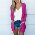 thumbnail image 4 of Hessimy Womens Long Cardigan 2024 Fall Lightweight Long Sleeve 0pen Front Sweater with Pockets(Z04-Hot Pink,G1M), 4 of 6