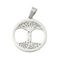 thumbnail image 2 of 10pcs Non-304 Stainless Steel Pendants Laser Cut Flat Round with Tree of Life Charm Stainless Steel color 27.5x25x1mm Hole: 7x4.5mm, 2 of 3