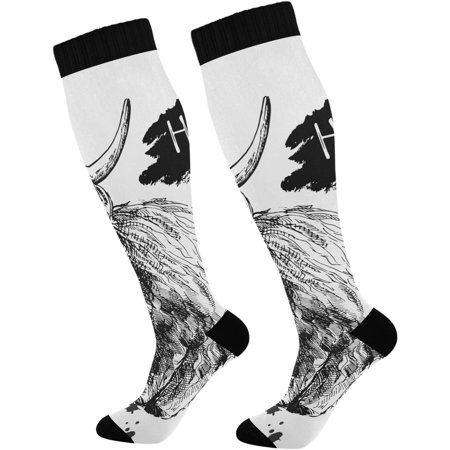 Hidove Highland Cattle Isolated on White Background Compression Socks for Women and Men