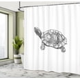 thumbnail image 4 of Ambesonne Turtle Shower Curtain, Red-Eared Slider Drawing, 69"Wx75"L, Charcoal Grey and White, 4 of 4