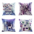 thumbnail image 3 of Phantoscope Merry Christmas Printing Reindeer Christmas Tree Snowflake Decorative Throw Pillow with Insert,Purple,18" x 18", Set of 4, 3 of 3
