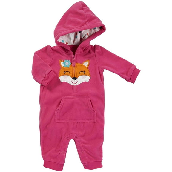 Carter's Infant Girls Fox Hooded Jumpsuit Hot Pink 6mos