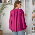 thumbnail image 4 of SOMER Blouses for Women Dressy Casual, Trendy V Neck Long Sleeve Shirts for Women, Elegant Casual Womens Fall Tops Pleated Cuffs 2025, 4 of 6