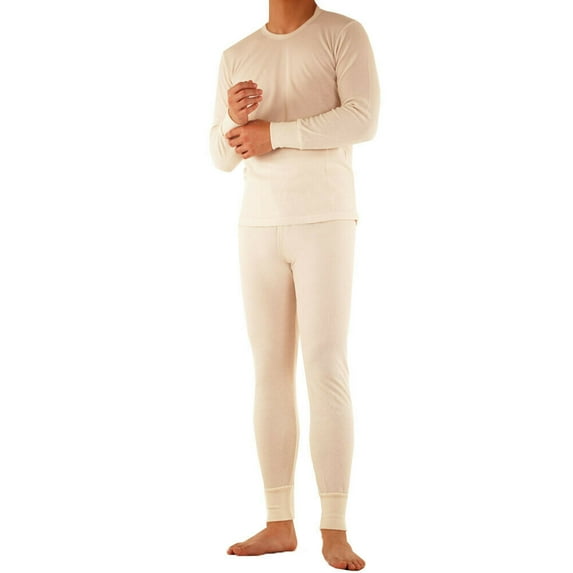 Therma Tek Men’s 100% Cotton Light Weight Waffle Knit Thermal Top & Bottom Underwear Set
