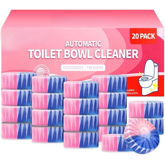 Toilet Bowl Cleaners - 20 Pack Long-Lasting Toilet Cleaner Tablets, Prevent Stains & Deodorize, Blue & Pink