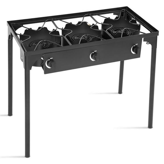 Pemberly Row Portable 225000 BTU 3 Burner Gas Cooker Outdoor Camp Stove BBQ