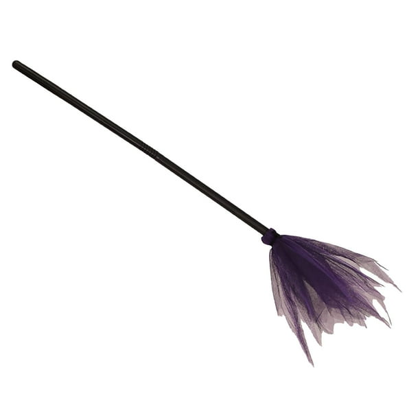 Accesorios para disfraz de bruja con escoba, accesorios de escoba para cosplay infantil, bruja de Halloween Escoba de bruja morada