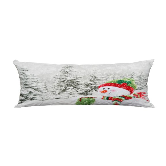 ECZJNT Smiling Happy Snowman Surrounded By Winter Landscape Pillow Cover Body Pillowcase Pillow Protector 20x60 Inch