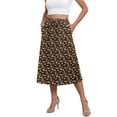 thumbnail image 2 of Asklazy Womens Flowy A-Line Long Skirt Pleated Elastic High Waist Drawstring Skirts with Pockets,Mother's Day,Brown Flower,L, 2 of 9