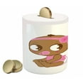 thumbnail image 2 of Gender Reveal Piggy Bank, American Girl Boy in Diaper Print, Ceramic Coin Bank Money Box for Cash Saving, 3.6" X 3.2", Pale Brown Sky Blue, by Ambesonne, 2 of 4