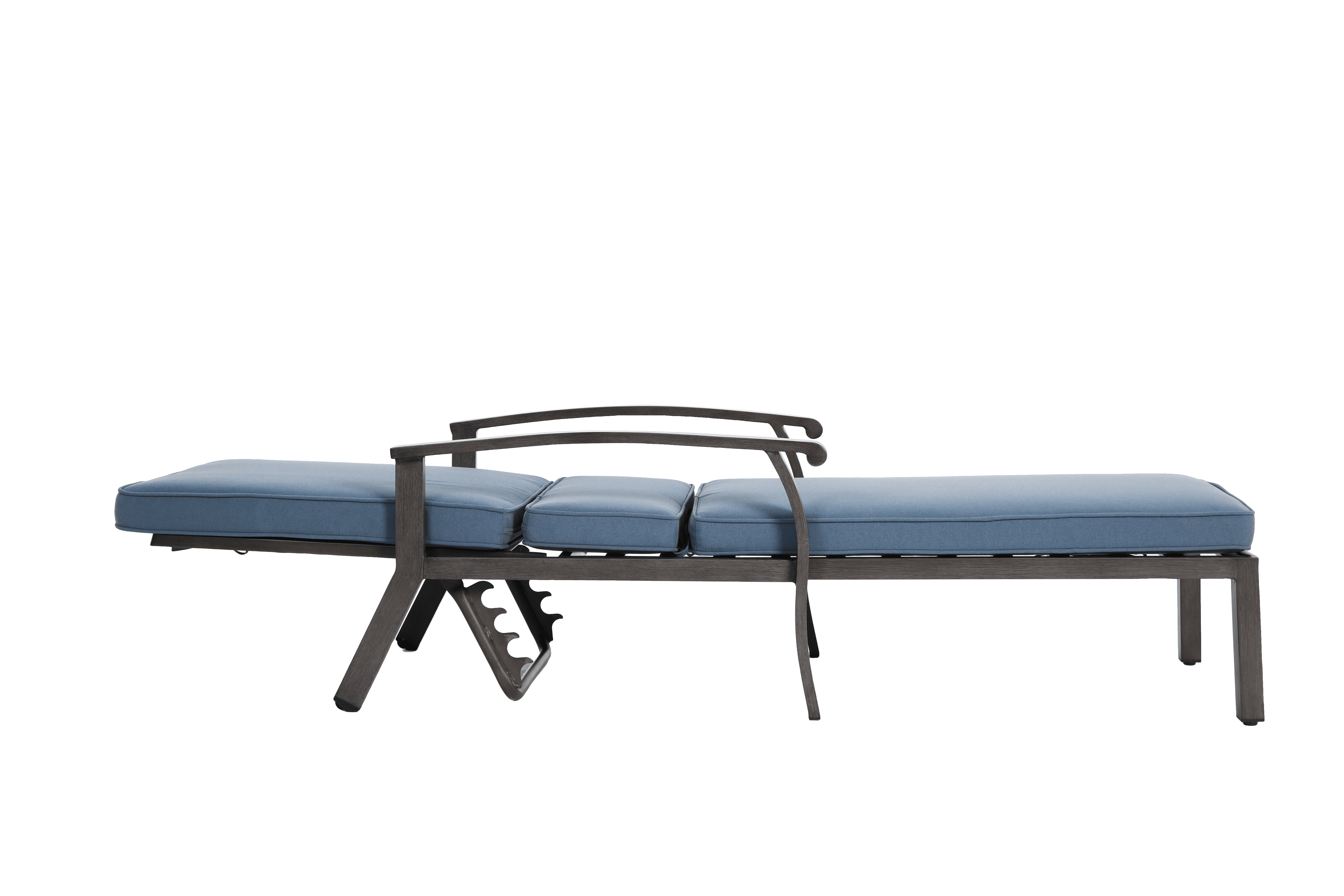 Aluminum Cast Poolside Chaise Lounge with 5 Adjustable Reclining Positions and Wheels, Weather-Resistant Outdoor Lounger for Patio and Deck, Blue