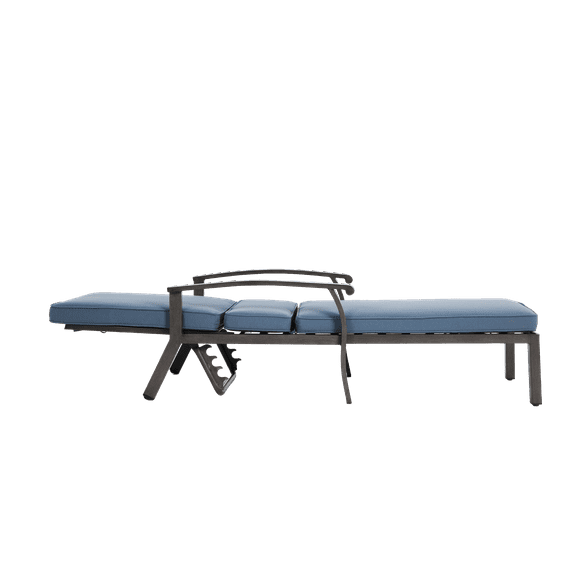 Blue Aluminum Patio Lounge Chair with Adjustable Backrest & Wheels - Outdoor Recliner