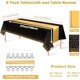 thumbnail image 4 of Paquete de 8 manteles desechables de plástico y camino de mesa de satén, mantel de punto negro dorado, camino de mesa de satén dorado para graduación, boda, cumpleaños, baby shower, aniversario, decor, 4 of 4