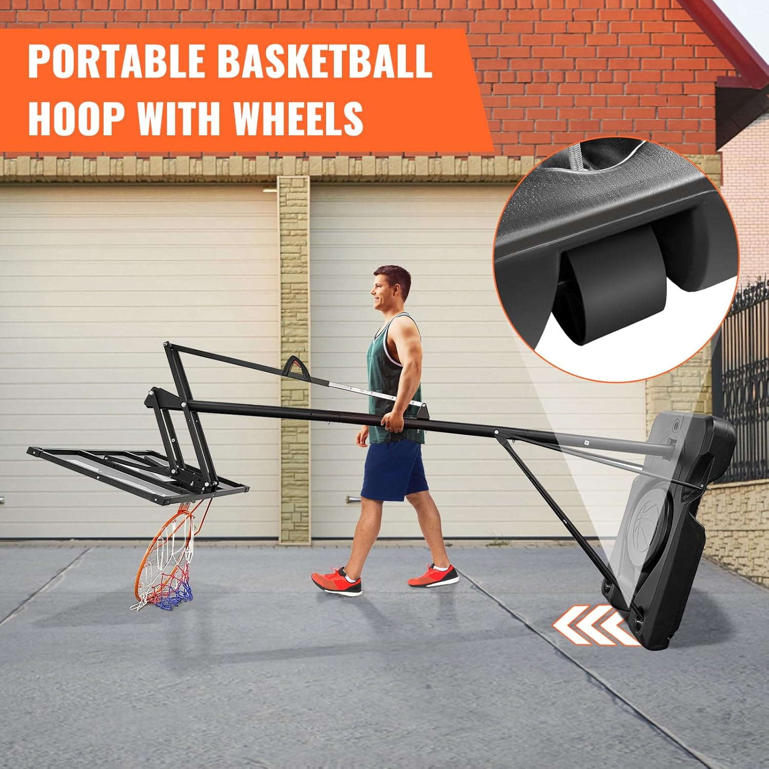 Basketball Hoop Outdoor, 5.2-10FT Height Adjustable Portable Basketball Hoops with 44 Inch Shatterproof Backboard, Basketball Goal System for Kids Youth and Adults in Backyard/Driveway/Indoor