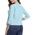 thumbnail image 3 of Women'S 3/4 Sleeve Cropped Cardigan Sweater Elegant Shrugs For Women Simple And Versatile Short Powder blue M, 3 of 5