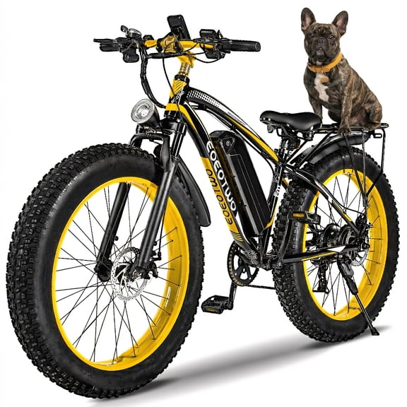 EOEOTWO 26" Fat Tire Electric Bike for Adults, 1000W Motor (1500W Peak) Mountain Ebike, 48V 15Ah Removable Battery, Up to 34 MPH & 60 Miles Range, Front Suspension E-Bike, UL 2849 Certified