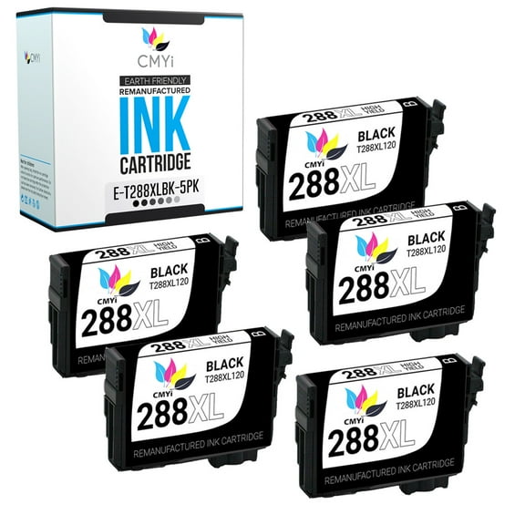 CMYi 288XL Black 5-Pack Ink Cartridges compatible for Epson 288XL - Expression XP-330, XP-340, XP-430, XP-434, XP-440, and XP-446 (5 Black)