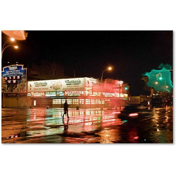 Trademark Fine Art "Nathan's Women Crossing Street Neon" Canvas Art by Yale Gurney