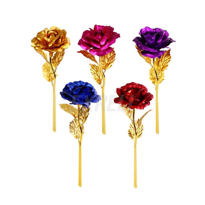 24K Gold Rose Flower Gilded Preserved Flowers Ornaments Gift for Valentine’s Day